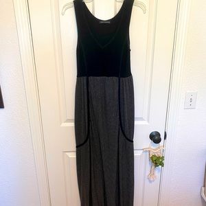 Black and Stripe Maxi Sleeveless Dress